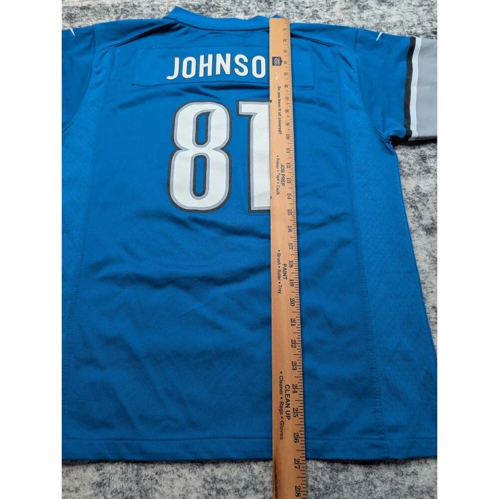 Nike On Field Detroit Lions Calvin Johnson #81 Blue Game Jersey Youth XL 18/20